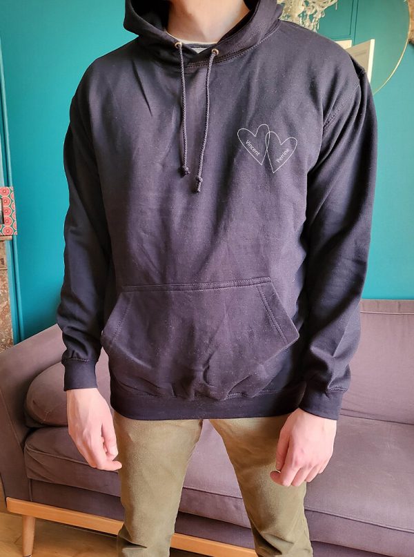 Sweat personnalisable avec capuche “Double amour” unisex