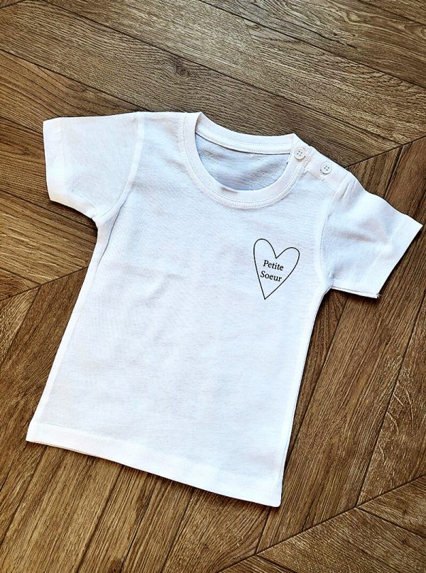 T-Shirt blanc ou marine personnalisable “Coeur” enfant