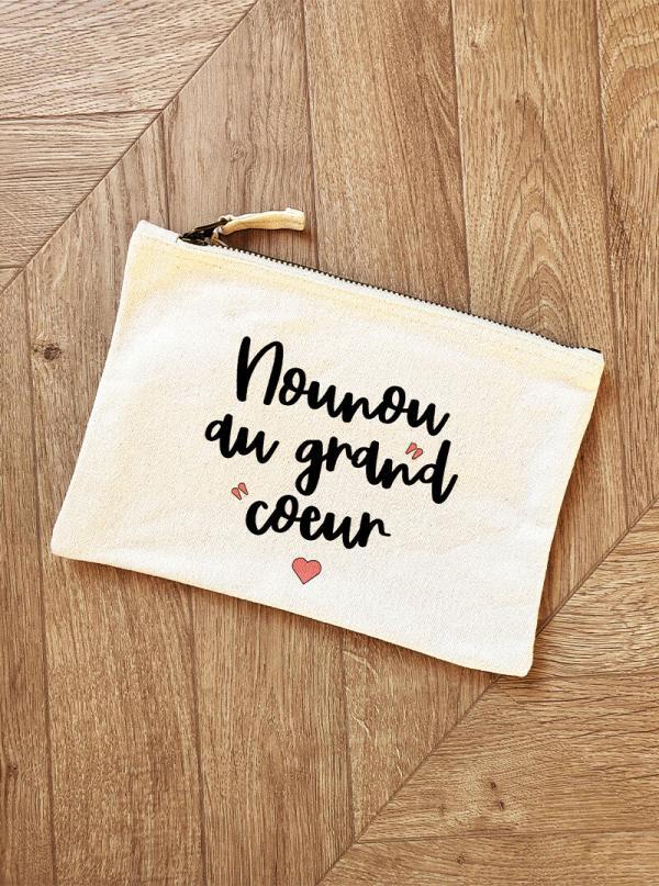 Pochette coton "Nounou au grand coeur"
