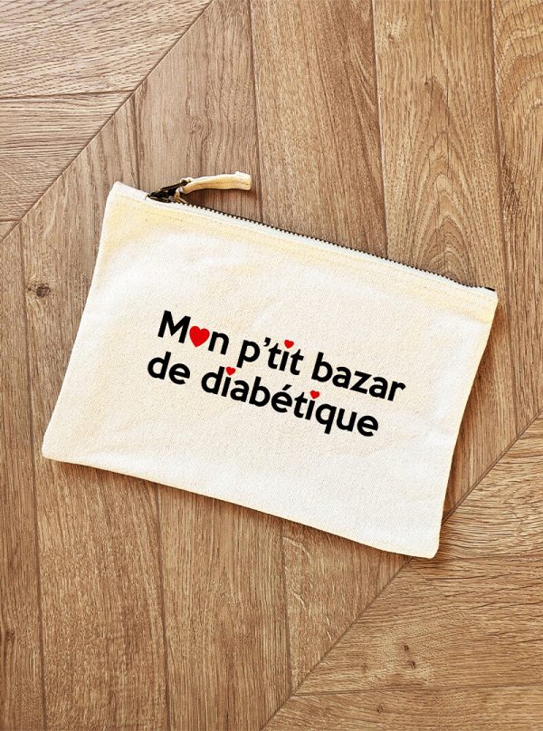 Pochette coton personnalisé "Mon p'tit bazar de diabétique"