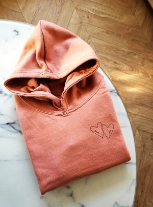 Sweat personnalisable avec capuche "Double coeur" enfant