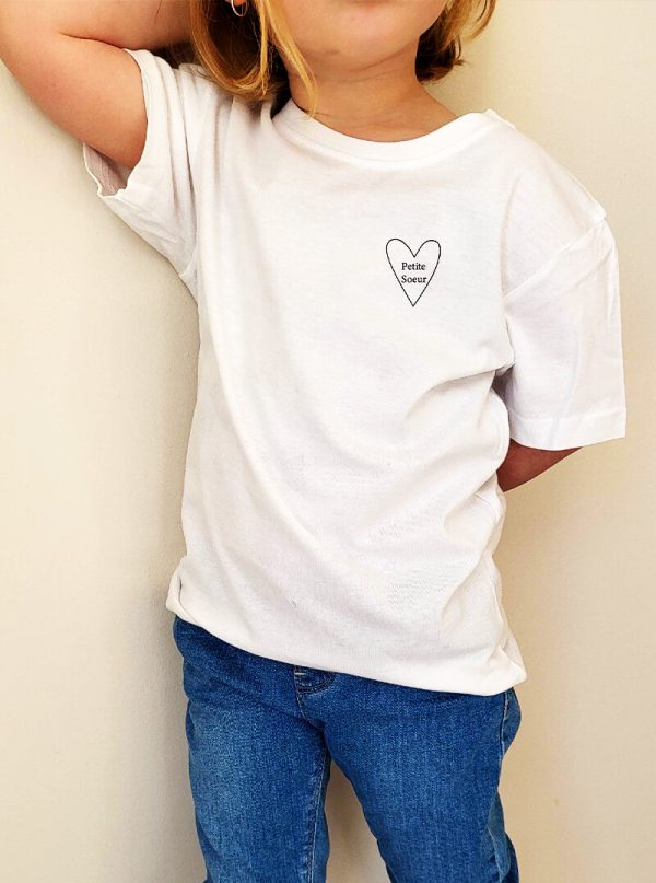 T-Shirt blanc ou marine personnalisable “Coeur” enfant