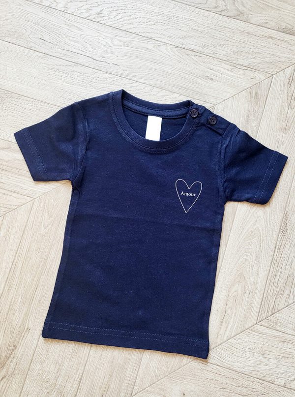 T-Shirt blanc ou marine personnalisable “Coeur” enfant