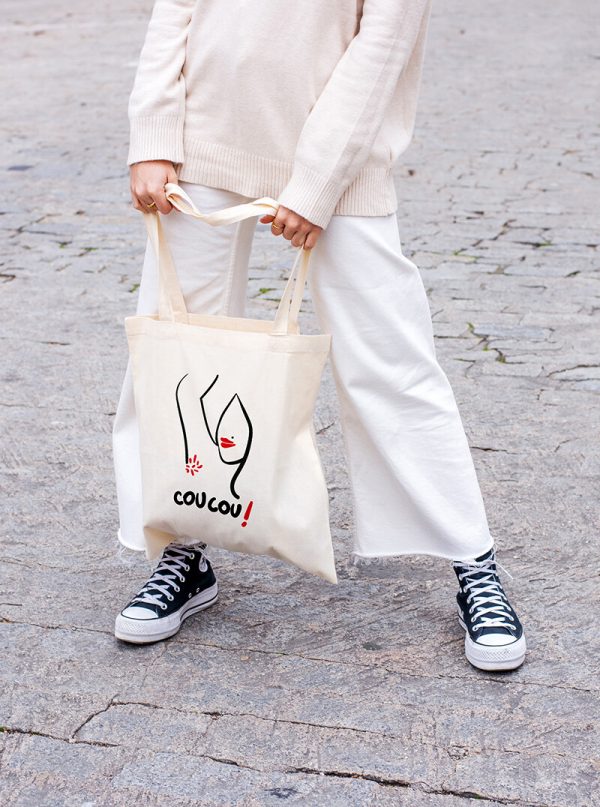 Tote bag en coton personnalisable "Coucou"