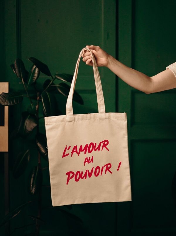 Tote bag en coton personnalisable "L'amour au pouvoir"