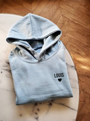 Sweat Bleu ciel personnalisable avec capuche enfant