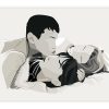 Affiche illustration personnalisée en noir et blanc A4 «Un moment d’amour»