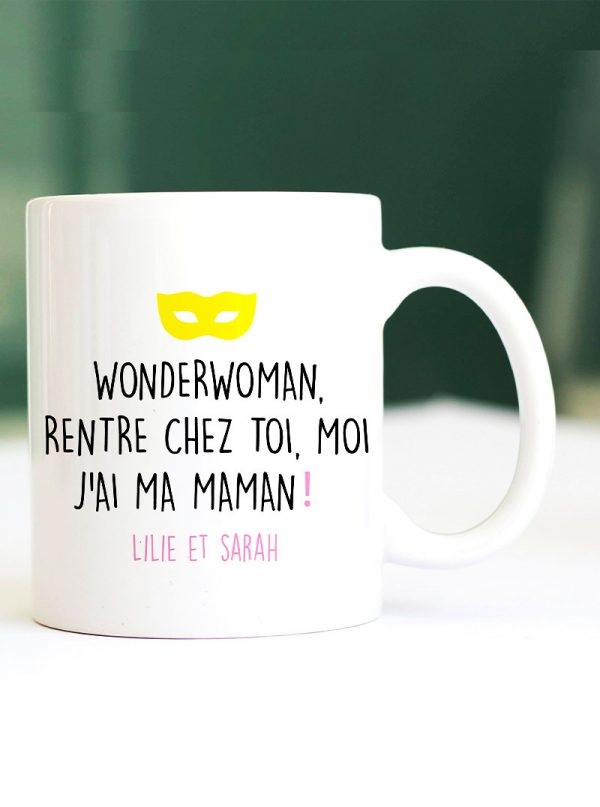 Mug personnalisé fête des Mères «Wonderwoman»